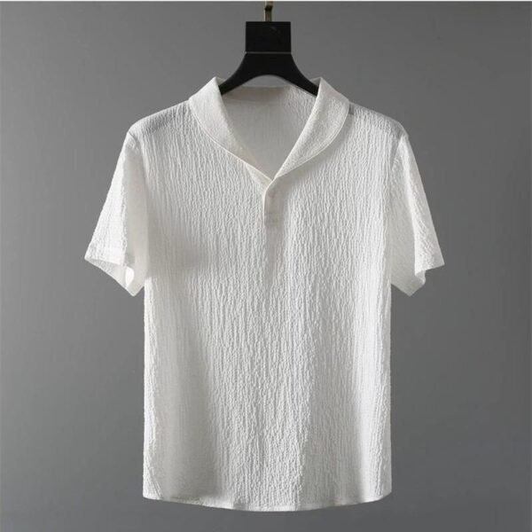 Men's Crinkled Co-Ord Set White - Image 4